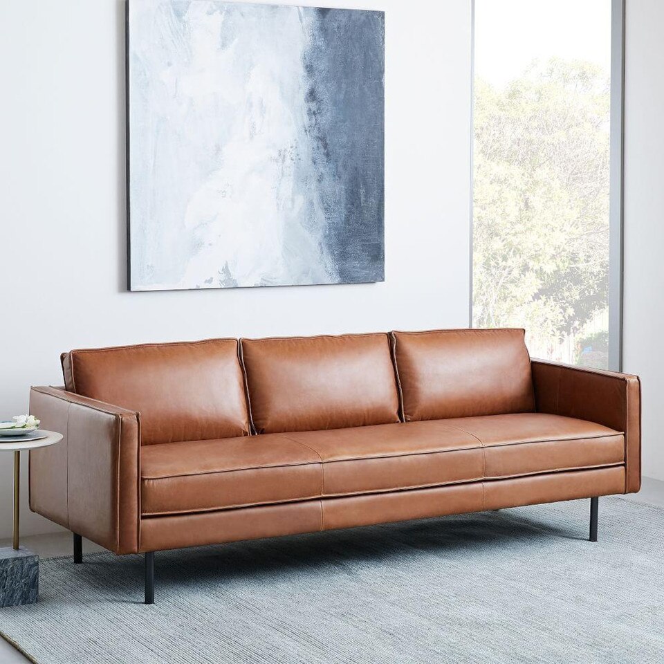 Axel Leather Sofa (226 cm) west elm Australia